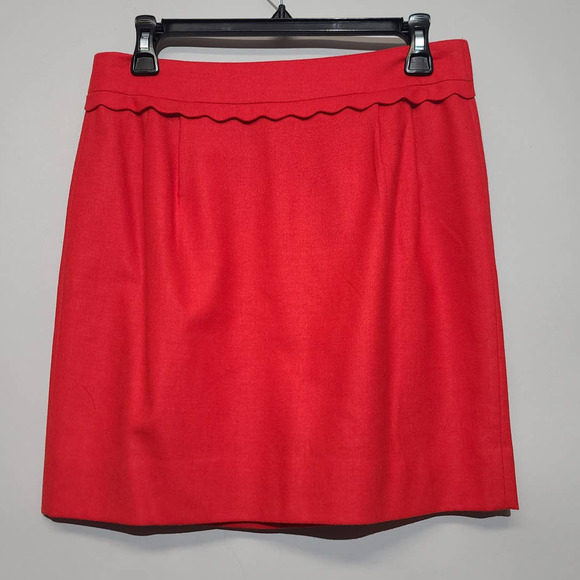 J. Crew Scallop Trim Mini Wool Blend Red Skirt Size 2 - Picture 1 of 4